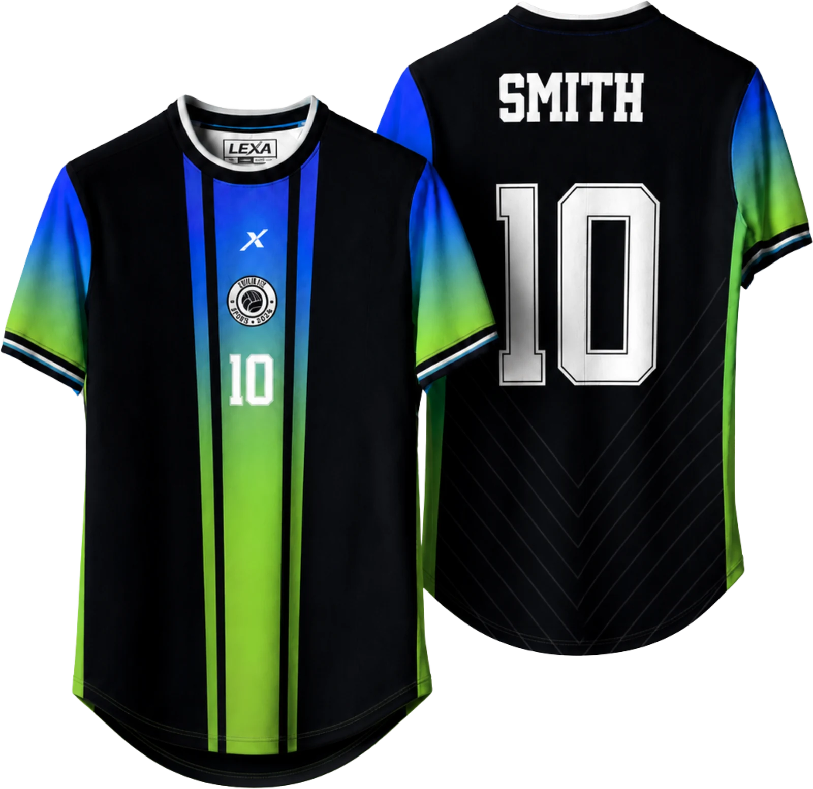 FabriX custom soccer jersey, front and back